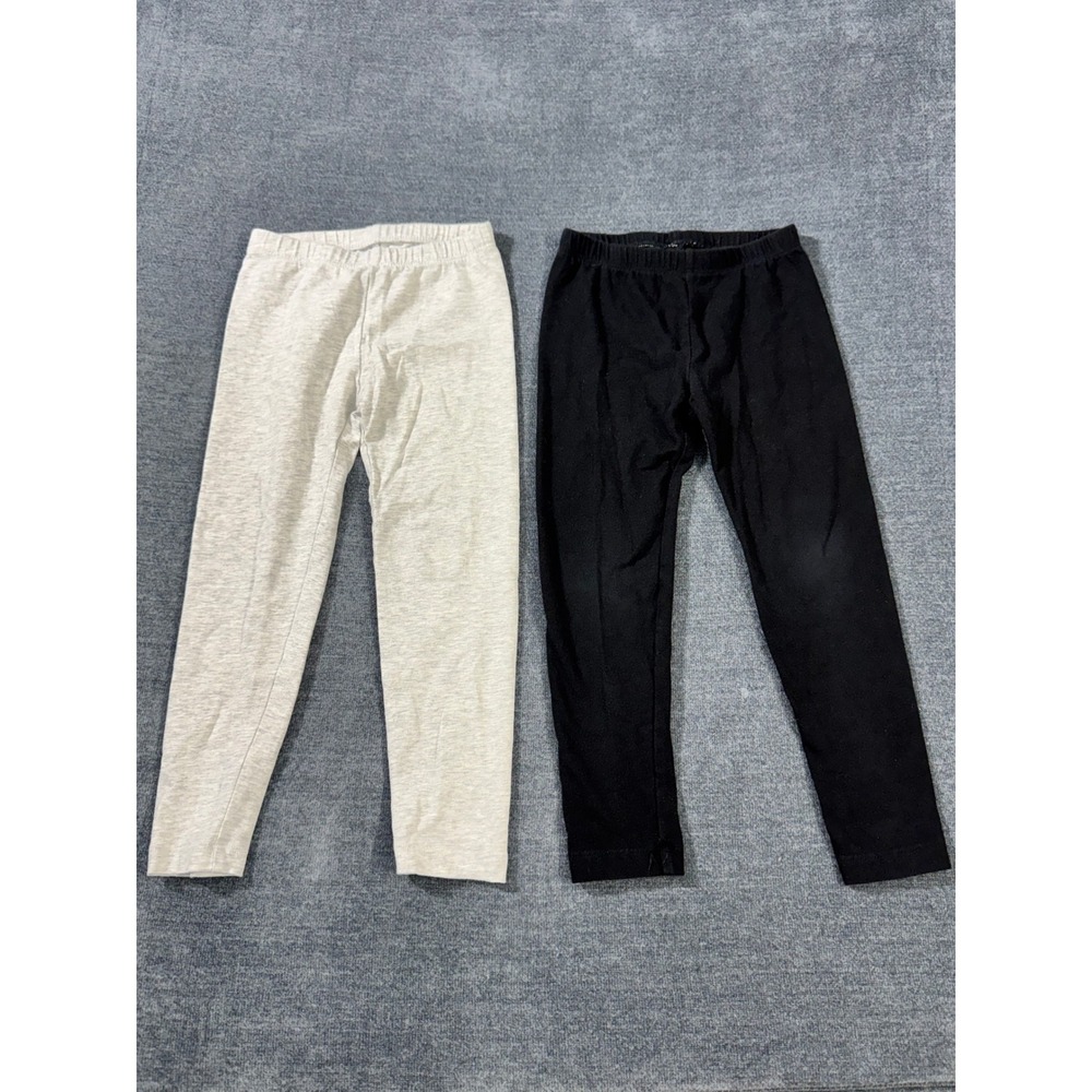 Old Navy Girls 4T Leggings 2 Pack Black Heather Gray Cotton Blend Stretch Pants